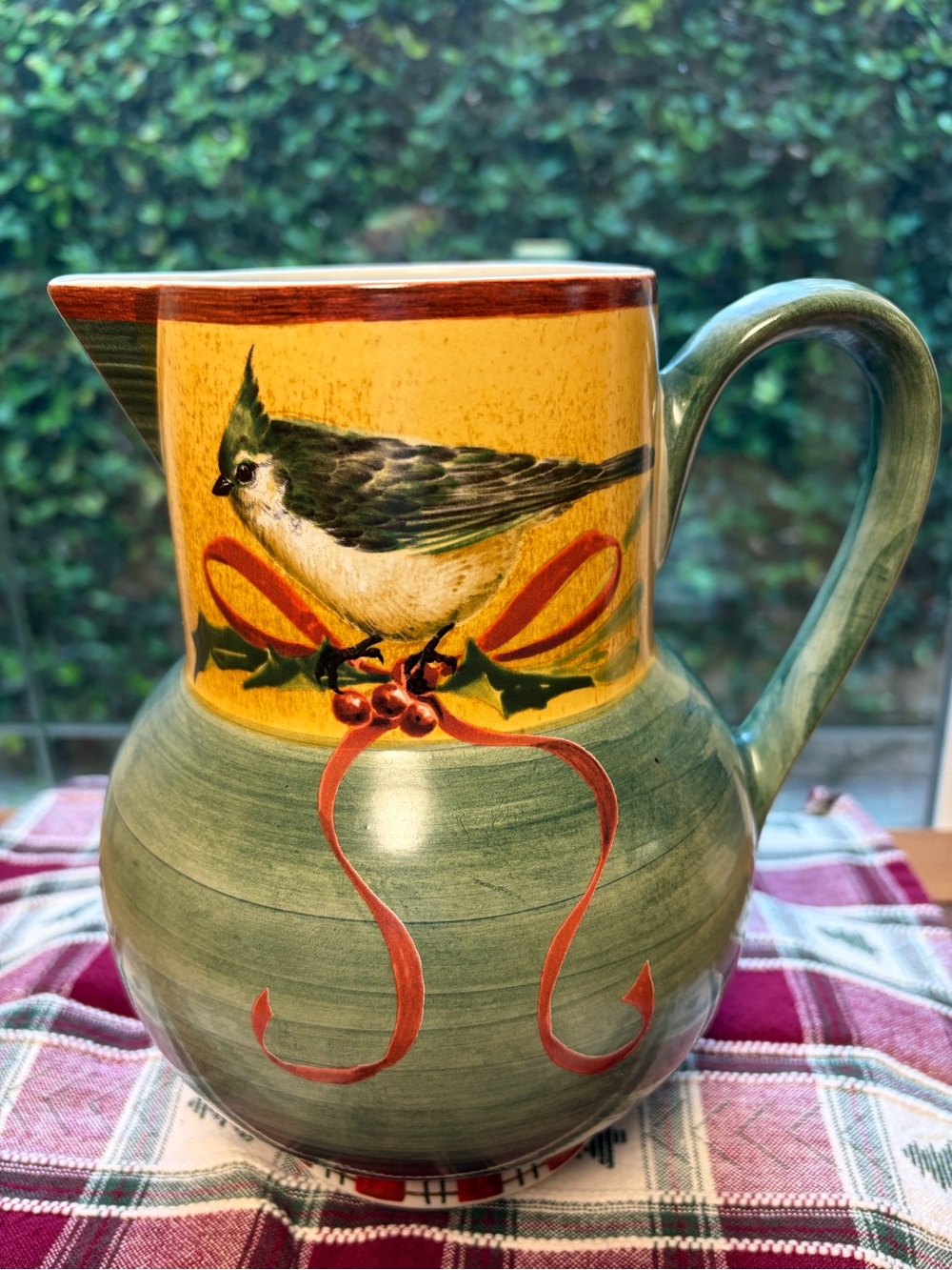 Lenox Winter Greetings Earthenware Pitcher Birds&Mistletoe Catherine McClung NWT